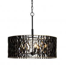 Varaluz 380P05MBFG - Estela 5 Light Pendant - Matte Black/French Gold
