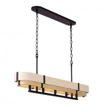 Varaluz 389N05MBHN - Blonde Moment 5 Light   Linear Pendant - Matte Black/Honey/Medium Oak