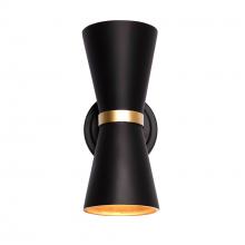 Varaluz 390W02MBFG - Mad Hatter 2 Light   Sconce - Matte Black/French Gold
