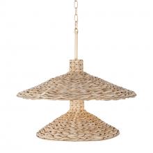 Varaluz 502P09FGN - Hilton Head 9 Light 2-Tier Pendant - French Gold/Natural Seagrass