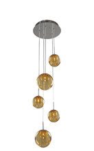 Kalco 309541CH/AMBER - METEOR 5 LIGHT PENDANT