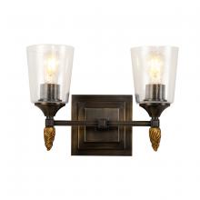 Lucas McKearn bb1022db-2-f2g - Vetiver 2 Light Vanity Dark Bronze With Gold Accents