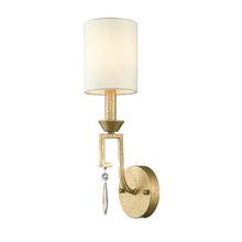 Lucas McKearn gn/lemuria1 - Lemuria Small Sconce with White Drum Shade and Crystal Accent in Warm Gold