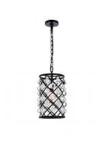 Elegant Lighting 1204D8MB/RC - Madison 1 light Matte Black Pendant Clear Royal Cut Crystal