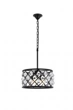 Elegant Lighting 1213D16MB/RC - Madison 4 light Matte Black Pendant Clear Royal Cut Crystal