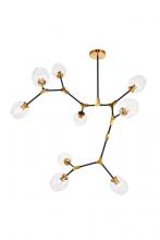 Elegant Lighting 1712G79LAB - Cavoli 9 light in Light Antique Brass and Flat Black Pendant