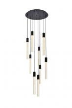 Elegant Lighting 2067D24BK - Weston 9 lights pendant in black