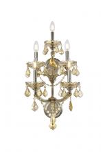 Elegant Lighting 2800W5GT-GT/RC - Maria Theresa 5 light Golden Teak Wall Sconce Golden Teak (Smoky) Royal Cut Crystal