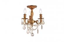 Elegant Lighting 9203F13FG-GT/RC - Rosalia 3 light French Gold Flush Mount Golden Teak (Smoky) Royal Cut Crystal