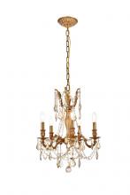Elegant Lighting 9205D18FG-GT/RC - Rosalia 5 light French Gold Pendant Golden Teak (Smoky) Royal Cut Crystal