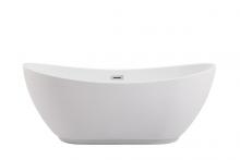 Elegant Lighting BT10362GW - 62 inch soaking bathtub in glossy white