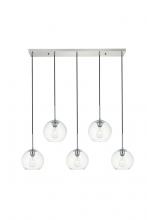 Elegant Lighting LD2228C - Baxter 5 Lights Chrome Pendant With Clear Glass