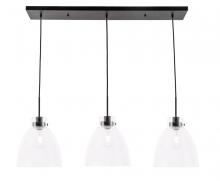 Elegant Lighting LD5030D42BK - Frey 3 light Black and Clear glass pendant
