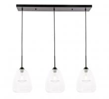 Elegant Lighting LD5032D36BK - Kason 3 light Black and Clear glass pendant