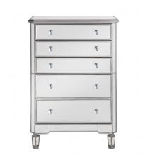 Elegant Lighting MF6-1026S - 5 Drawer Cabinet 33 in. x 16 in. x 49 in. in silver paint