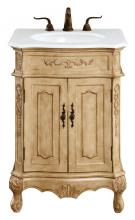 Elegant Lighting VF-1001-VW - 24 inch Single Bathroom vanity in Antique Beige with ivory white engineered marble