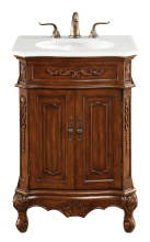 Elegant Lighting VF-1005-VW - 24 inch Single Bathroom vanity in Brown with ivory white engineered marble