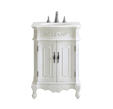 Elegant Lighting VF-1006-VW - 24 inch Single Bathroom vanity in Antique White with ivory white engineered marble