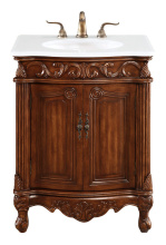Elegant Lighting VF-1007-VW - 27 inch Single Bathroom vanity in Brown with ivory white engineered marble