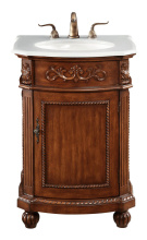 Elegant Lighting VF-1009-VW - 24 inch Single Bathroom vanity in Brown with ivory white engineered marble