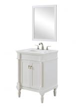Elegant Lighting VF13024AW-VW - 24 inch Single Bathroom vanity in Antique White with ivory white engineered marble