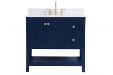 Elegant Lighting VF16436BL-BS - 36 inch Single Bathroom Vanity in Blue with Backsplash