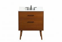 Elegant Lighting VF41030MTK-BS - 30 inch Single bathroom vanity in teak with backsplash