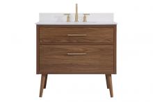 Elegant Lighting VF41036WB-BS - 36 inch bathroom Vanity in Walnut Brown with Backsplash