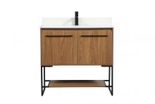 Elegant Lighting VF42536WB-BS - 36 inch Single bathroom vanity in walnut brown with backsplash