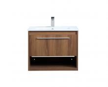 Elegant Lighting VF43024WB - 24 inch  Single Bathroom Floating Vanity in Walnut Brown