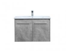 Elegant Lighting VF44030CG - 30 inch  Single Bathroom Floating Vanity in Concrete Grey