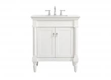 Elegant Lighting VF13030AW-VW - 30 inch Single Bathroom vanity in Antique White with ivory white engineered marble