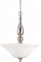 Nuvo 60/1828 - Dupont; 3 Light; Pendant with Satin White Glass; Brushed Nickel Finish