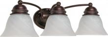 Nuvo 60/346 - Empire; 3 Light; 21 in.; Vanity with Alabaster Glass Bell Shades; Old Bronze Finish