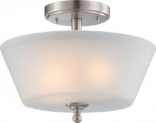 Nuvo 60/4151 - Surrey; 3 Light; Semi-Flush Fixture with Frosted Glass; Brushed Nickel Finish