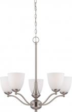 Nuvo 60/5035 - Patton; 5 Light; Chandelier (Arms Up) with Frosted Glass; Brushed Nickel Finish