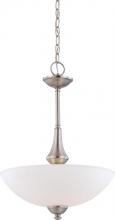 Nuvo 60/5038 - Patton; 3 Light; Pendant with Frosted Glass; Brushed Nickel Finish