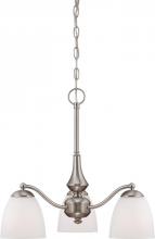 Nuvo 60/5042 - Patton; 3 Light; Chandelier (Arms Down) with Frosted Glass; Brushed Nickel Finish