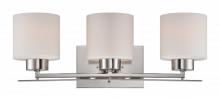Nuvo 60/5203 - Parallel; 3 Light; Vanity Fixture with Etched Opal Glass; Polished Nickel Finish