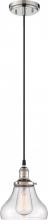 Nuvo 60/5403 - Vintage; 1 Light; Pendant with Clear Glass; Vintage Lamp Included; Polished Nickel Finish