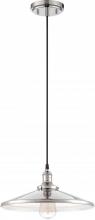 Nuvo 60/5409 - Vintage; 1 Light; Pendant with Matching Shade; Vintage Lamp Included; Polished Nickel Finish
