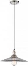 Nuvo 60/5416 - Vintage; 1 Light; Pendant with Clear Ribbed Glass; Vintage Lamp Included; Polished Nickel Finish