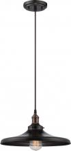 Nuvo 60/5506 - Vintage; 1 Light; Pendant with Matching Shade; Vintage Lamp Included; Rustic Bronze Finish
