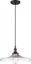 Nuvo 60/5507 - Vintage; 1 Light; Pendant with Clear Glass; Vintage Lamp Included; Rustic Bronze Finish