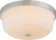 Nuvo 60/5824 - Laguna; 3 Light; Flush Fixture with White Glass; Brushed Nickel Finish