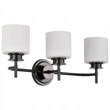 Nuvo 60/8033 - Warren; 3 Light Vanity; Gun Metal with Satin White Glass; Gun Metal Finish