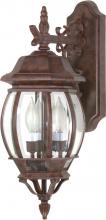 Nuvo 60/892 - Central Park; 3 Light; 22 in.; Wall Lantern with Clear Beveled Glass; Old Bronze Finish